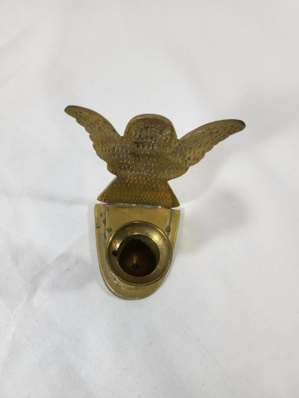 Vintage Solid Brass Praying Angel Panel Candle Holder | Christmas Tabletop Decor